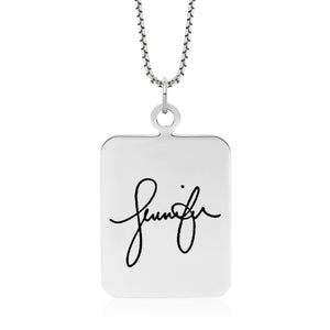 Sterling Silver Fingerprint Rectangle Pendant - Pendant > Fingerprint Necklace > Fingerprint Jewelry > Memorial Jewelry > Sterling Silver Fingerprint Necklace > Fingerprint Charm > Signature Jewelry > Photo Pendant > Real Photo Jewelry > - Aydins Jewelry - 7