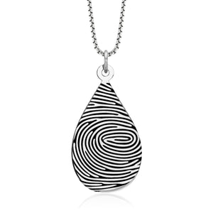 Sterling Silver Fingerprint Tear Drop Pendant - Pendant > Fingerprint Necklace > Fingerprint Jewelry > Memorial Jewelry > Sterling Silver Fingerprint Necklace > Fingerprint Charm > Signature Jewelry > Photo Pendant > Real Photo Jewelry > - Aydins Jewelry - 1