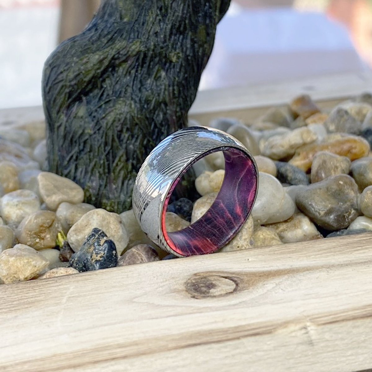 TEMPLAR — alternate angle — men's damascus steel wedding ring | Aydins Jewelry