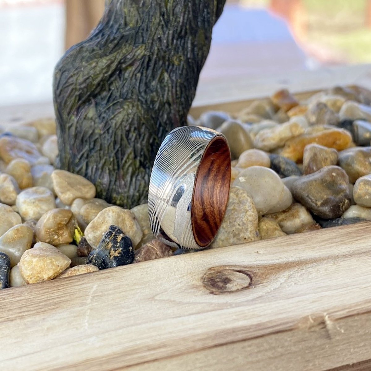 TILLMAN — alternate angle — men's damascus steel wedding ring | Aydins Jewelry