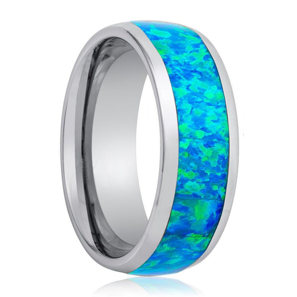 TROPIC | Tungsten Ring Synthetic Opal Inlay - Rings - Aydins Jewelry - 1