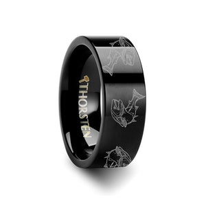 Trout Fish Sea Pattern Print Flat Tungsten Wedding Tungsten Carbide men's wedding band, image 2