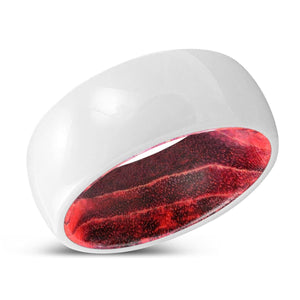 UNITY | Black & Red Wood, White Ceramic Ring, Domed - Rings - Aydins Jewelry - 2