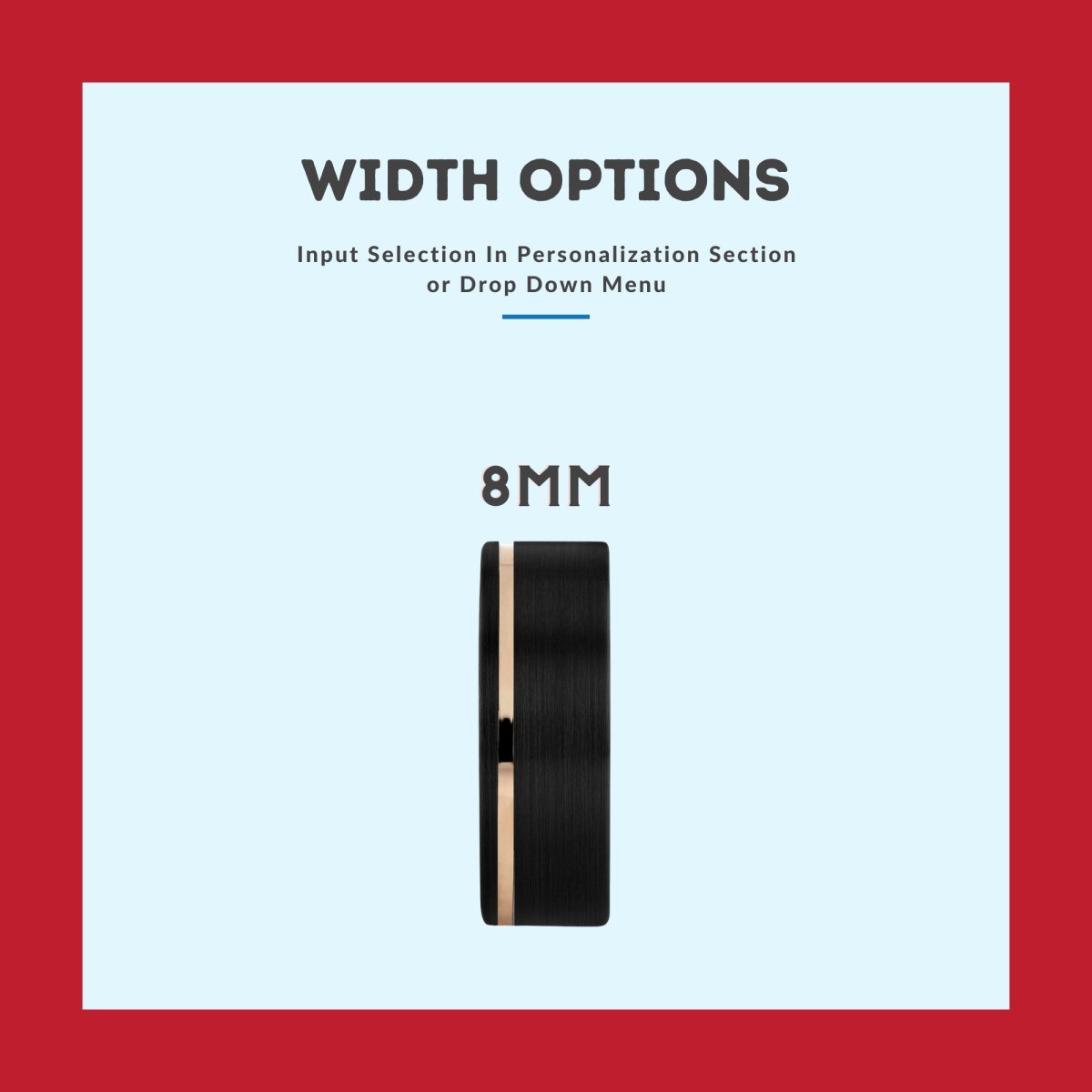 VELVET | Red Ring, Black Tungsten Ring, Rose Gold Offset Groove, Brushed, Flat - Rings - Aydins Jewelry - 3
