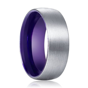 WISTERIA | Purple Ring, Silver Tungsten Ring, Brushed, Domed - Rings - Aydins Jewelry - 1