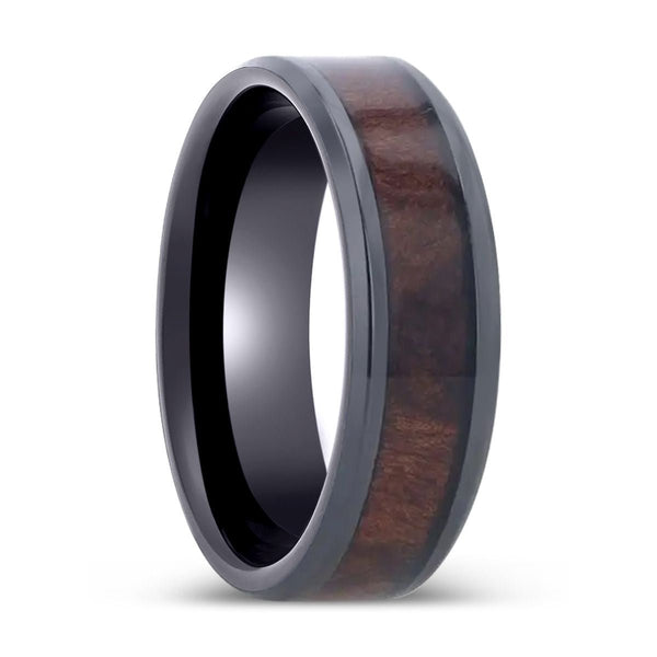 YOSEMITE | Titanium Ring, Redwood Inlay, Polished Beveled Edges - Rings - Aydins Jewelry - 1