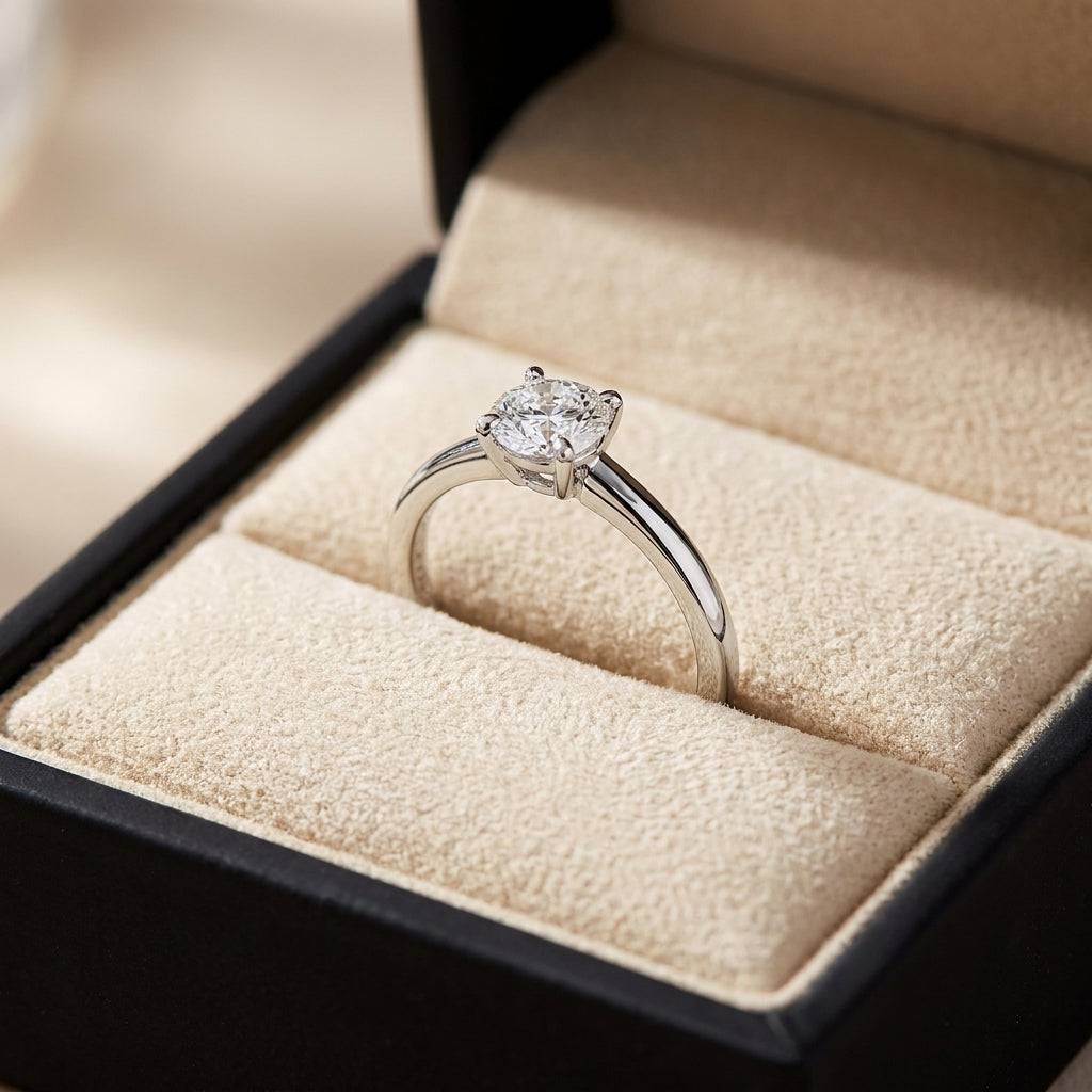 SOL-050R-0WLD Round solitaire engagement ring ring-in-box