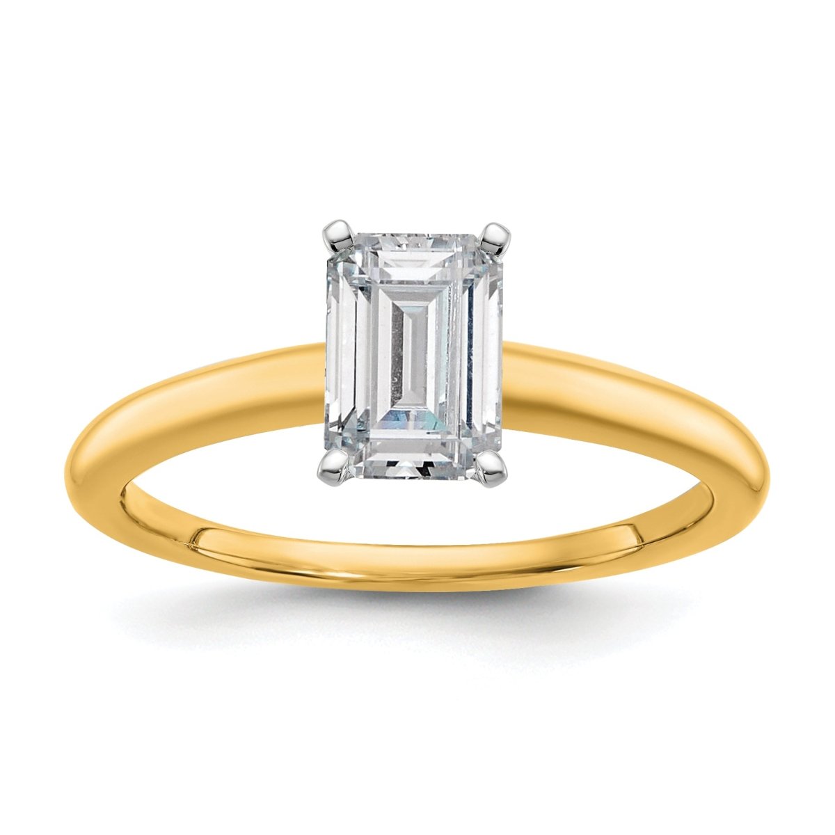 10ktt 1ct Lab Grown Diamond VS+ F+ Emerald Solitaire Comp Eng Ring - authentic supplier studio photograph