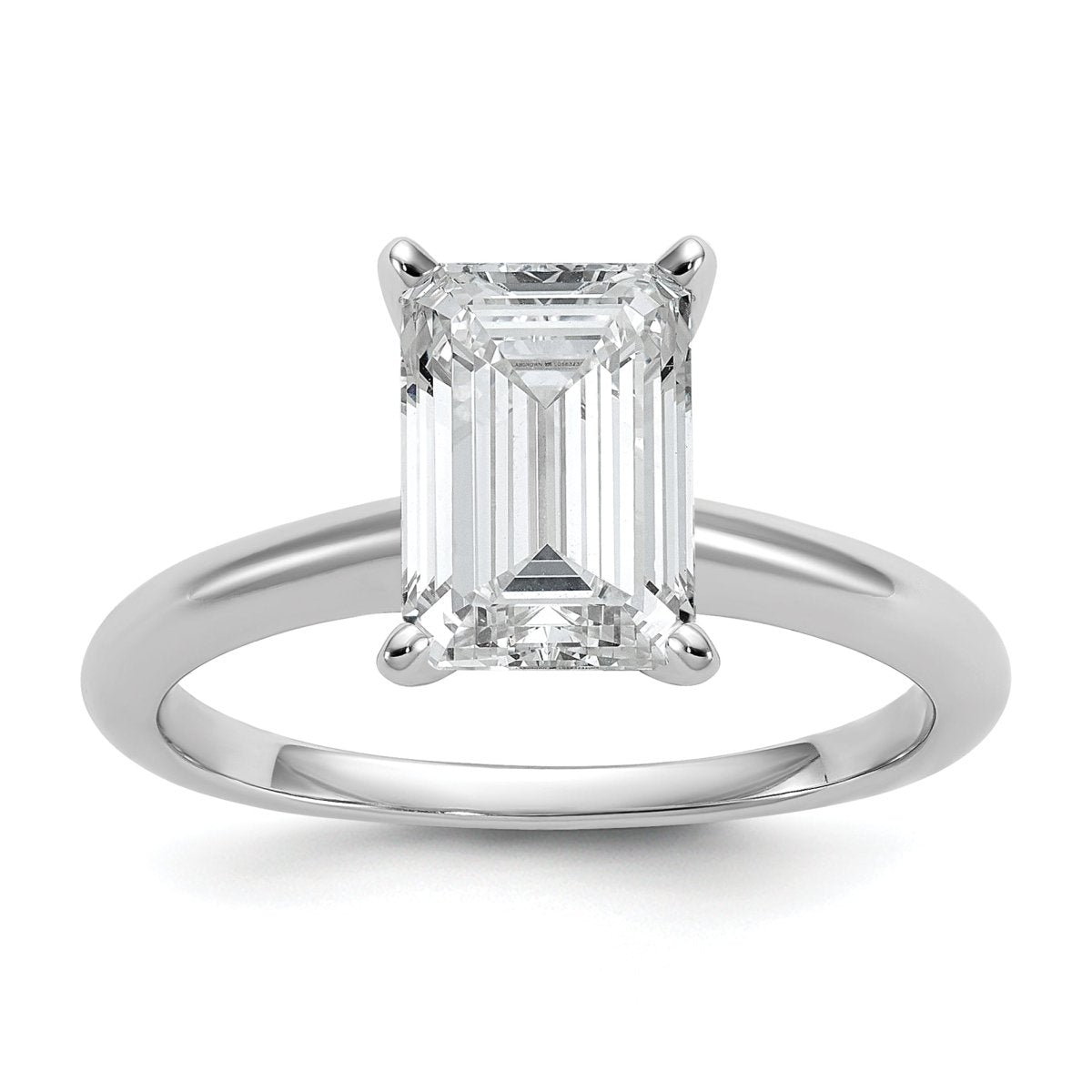 10kw 2 1/2ct Lab Grown Diamond VS+ F+ Emerald Solitaire Comp Eng Ring - authentic supplier studio photograph