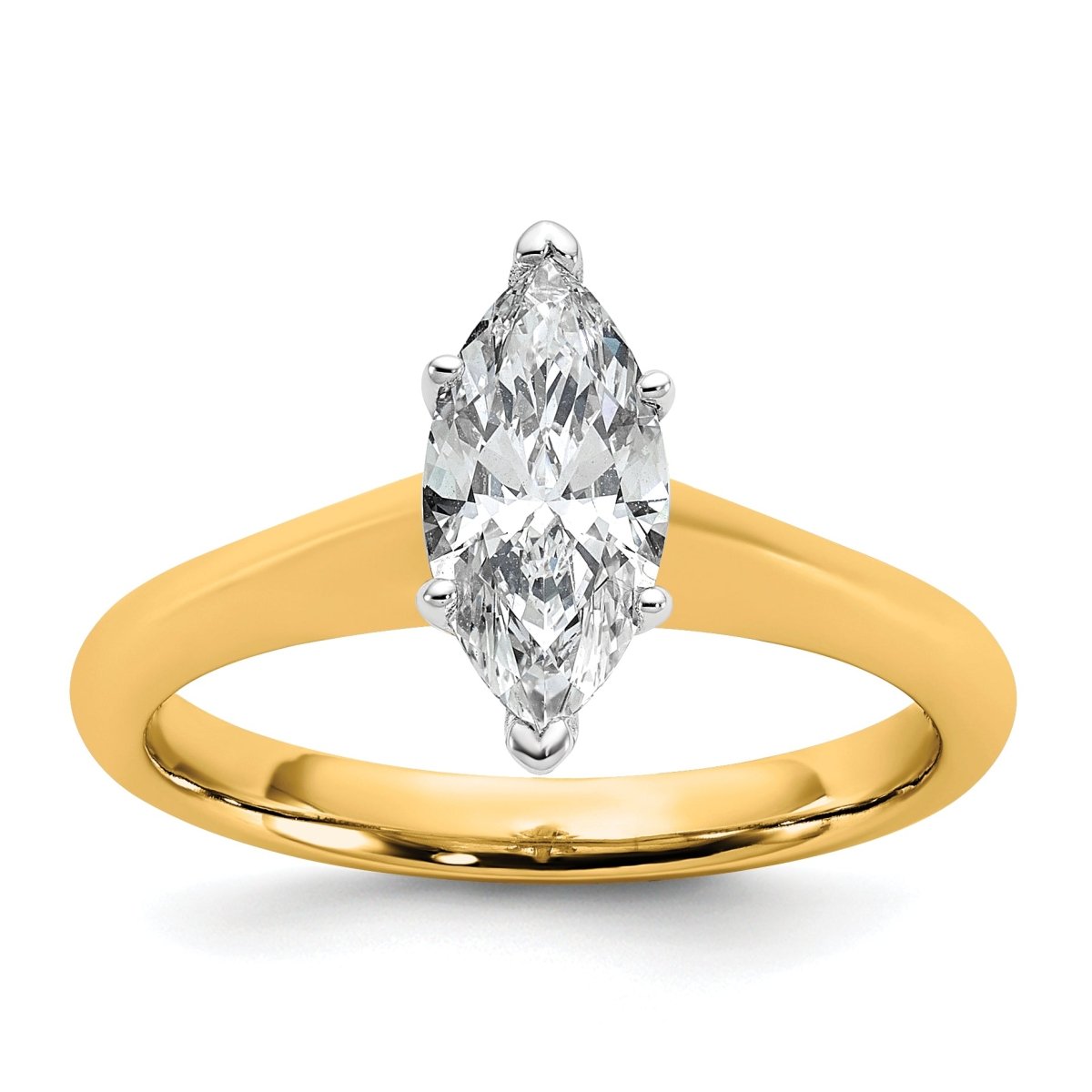 14k Two-tone 1 carat Certified Lab Grown Diamond VS+ F+ Marquise 8X Complete Solitaire Ring - authentic supplier studio photograph