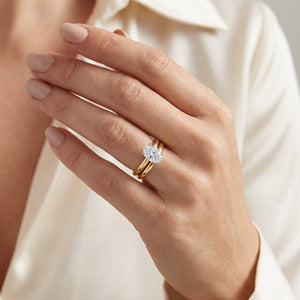 1 carat oval lab grown diamond engagement ring - bridal stack