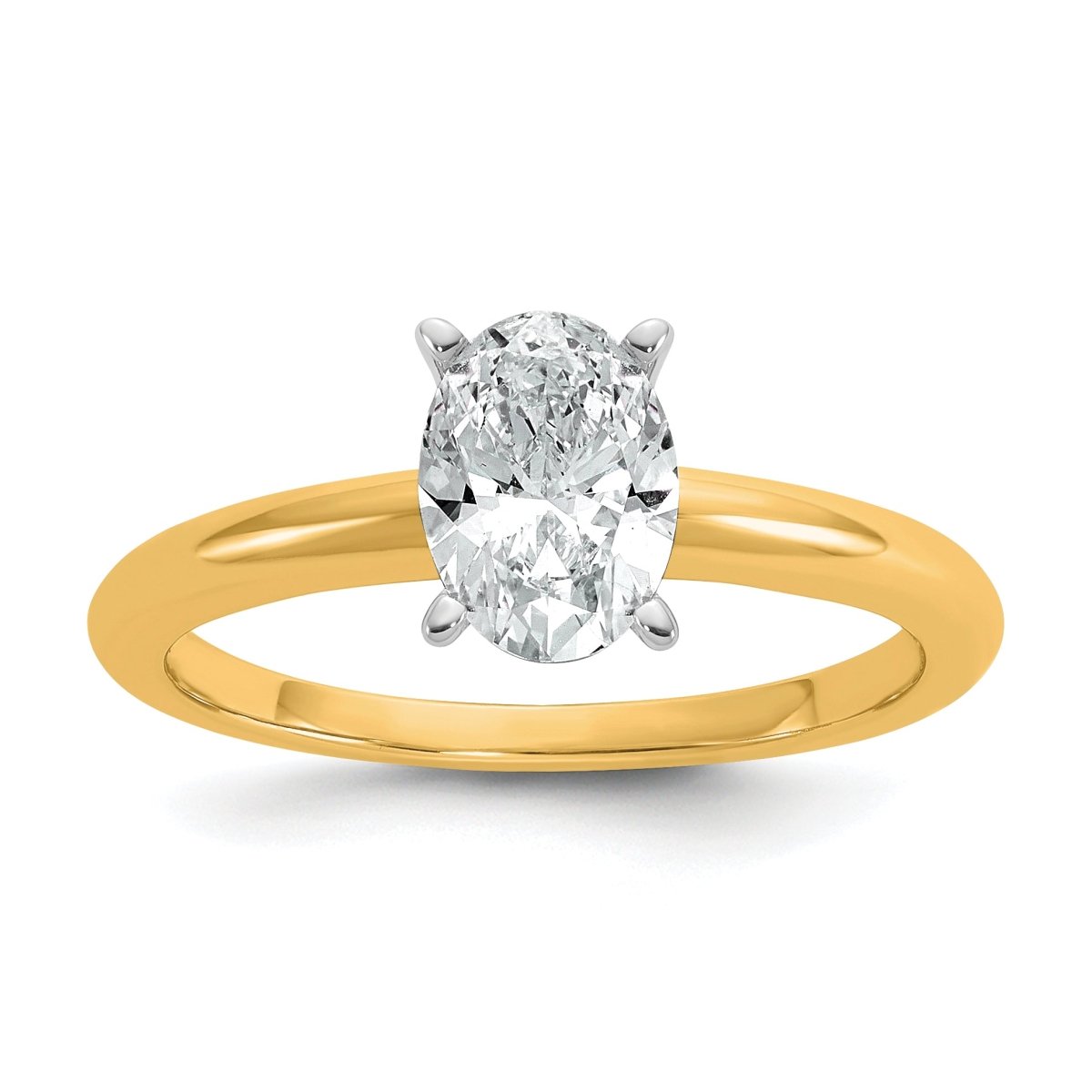 14k Two-tone 1 carat Certified Lab Grown Diamond VS+ F+ Oval 8X Complete Solitaire Ring - authentic supplier studio photograph