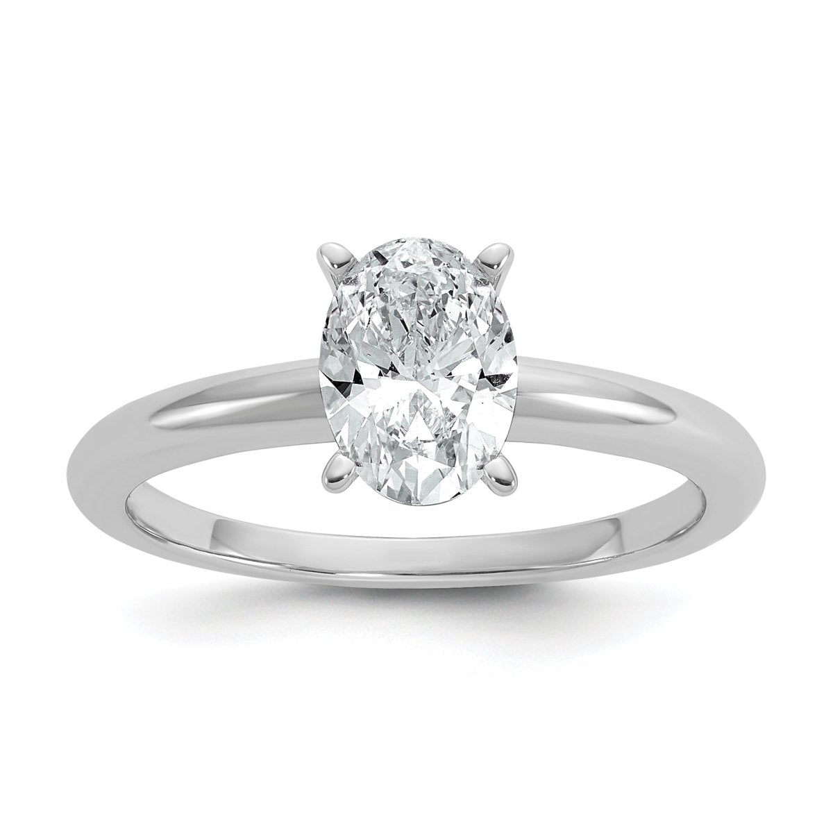 14k White Gold 1 carat Certified Lab Grown Diamond VS+ F+ Oval 8X Complete Solitaire Ring - authentic supplier studio photograph