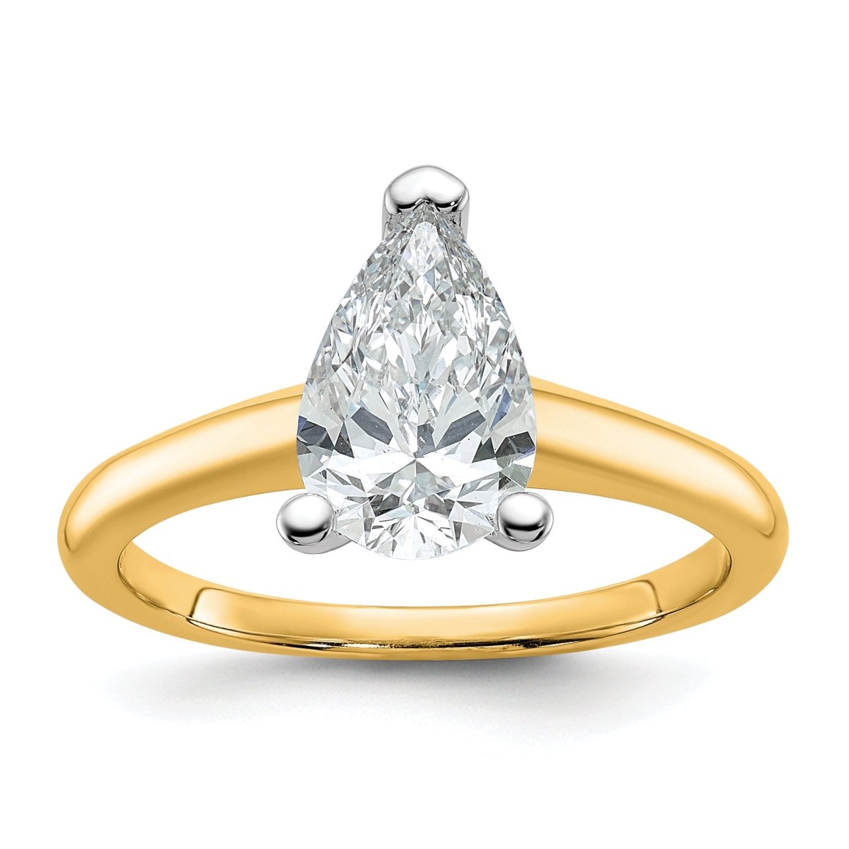 10ktt 1 1/2ct Lab Grown Diamond VS+ F+ Pear Solitaire Comp Eng Ring - authentic supplier studio photograph