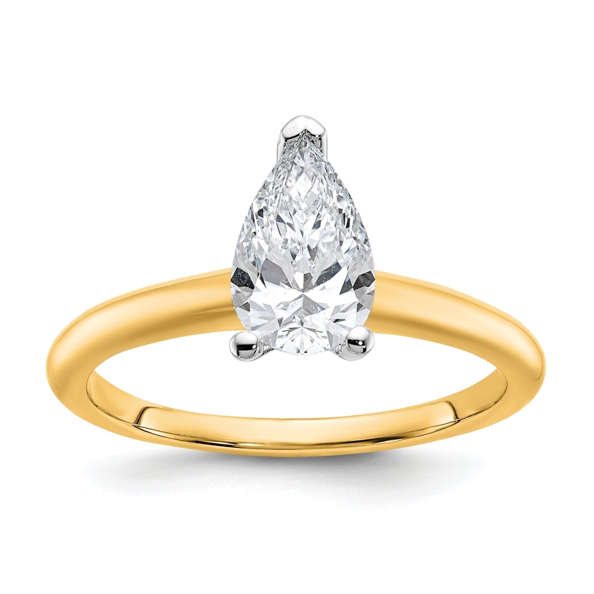 10ktt 1ct Lab Grown Diamond VS+ F+ Pear Solitaire Comp Eng Ring - authentic supplier studio photograph