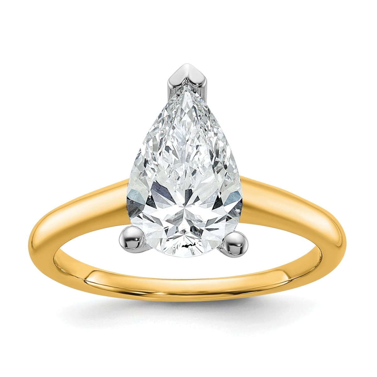 10ktt 2ct Lab Grown Diamond VS+ F+ Pear Solitaire Comp Eng Ring - authentic supplier studio photograph