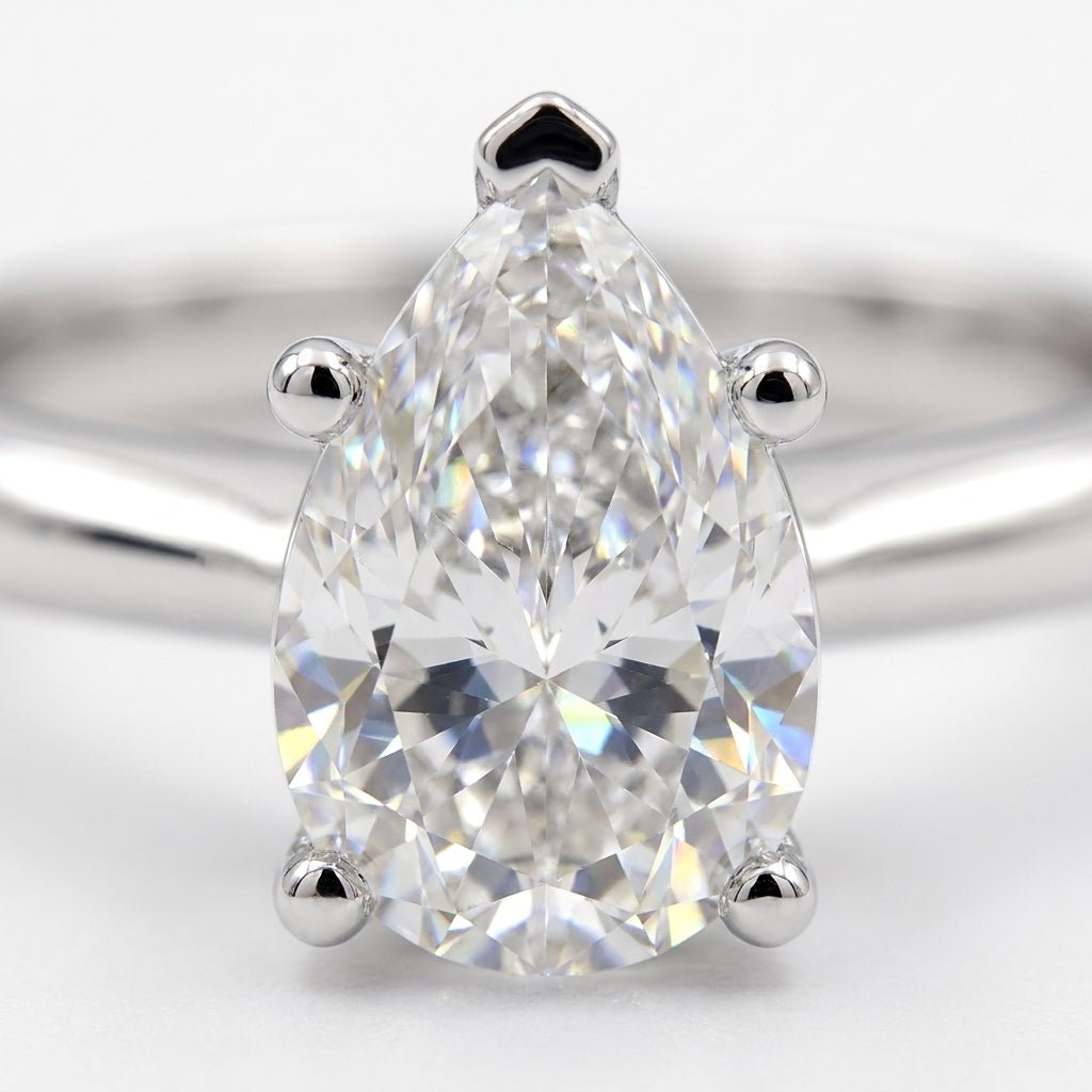 1 carat pear lab grown diamond engagement ring - macro sparkle