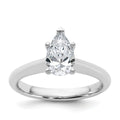 14k White Gold 1 carat Certified Lab Grown Diamond VS+ F+ Pear 8X Complete Solitaire Ring - authentic supplier studio photograph