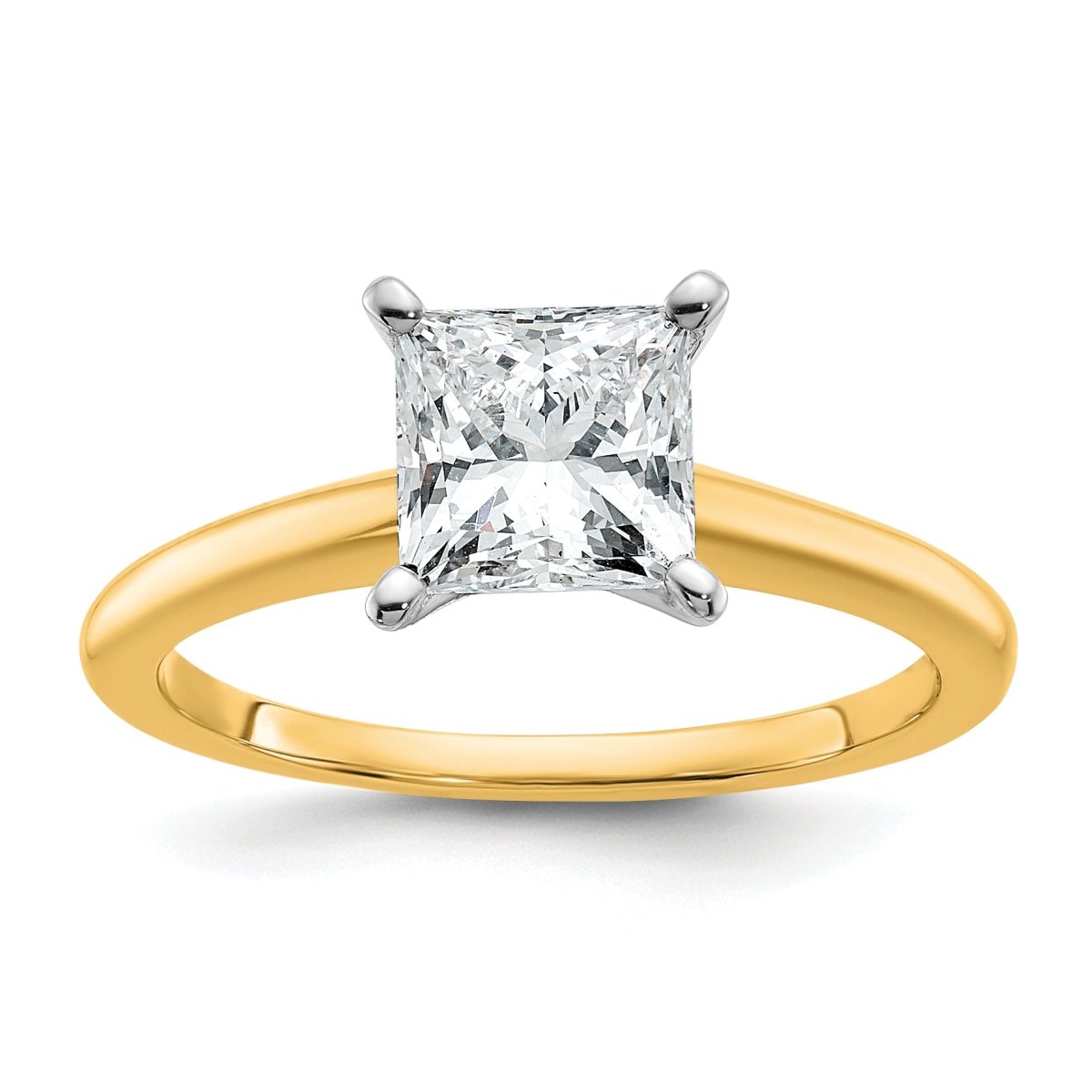 10ktt 1 1/2ct Lab Grown Diamond VS+ F+ Princess Comp Solitaire Eng Ring - authentic supplier studio photograph