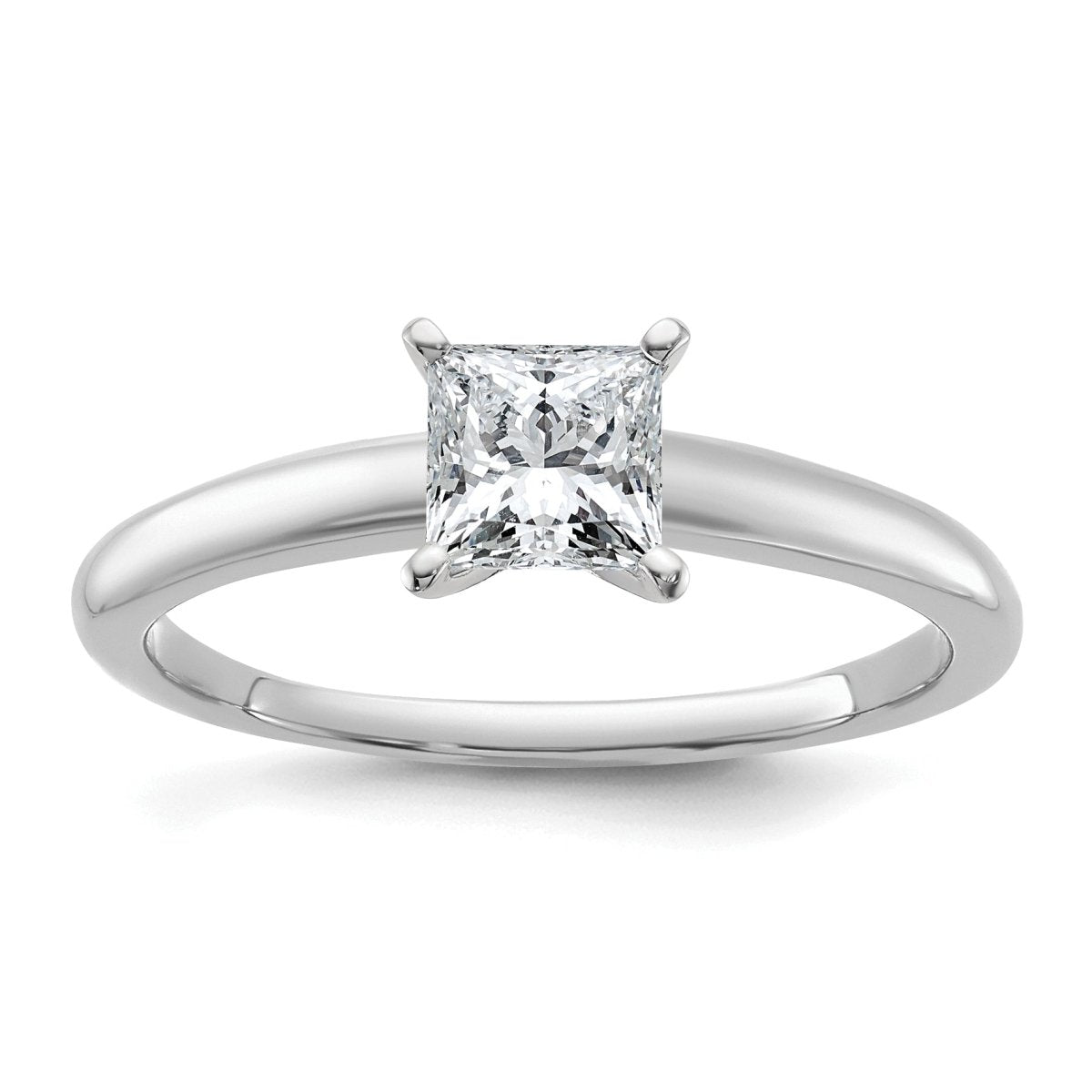 10kw 3/4ct Lab Grown Diamond VS+ F+ Princess Comp Solitaire Eng Ring - authentic supplier studio photograph