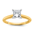 14k Two-tone 1 carat Certified Lab Grown Diamond VS+ F+ Princess 8X Complete Solitaire Ring - authentic supplier studio photograph