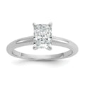 14k White Gold 1 carat Certified Lab Grown Diamond VS+ F+ Radiant 8X Complete Solitaire Ring - authentic supplier studio photograph