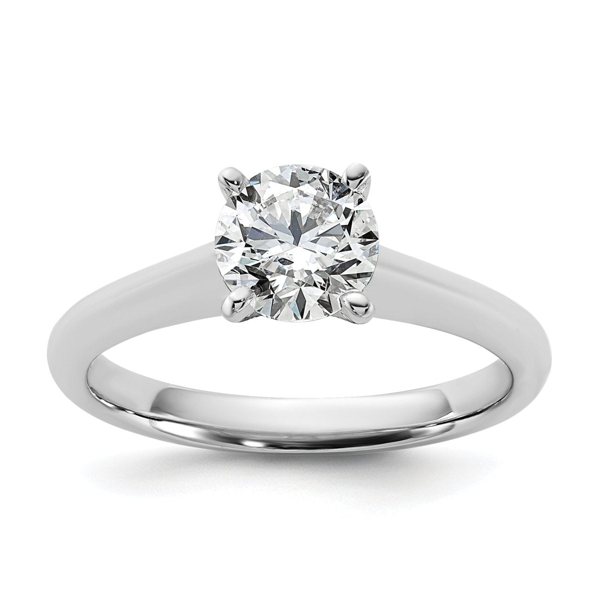 14k White Gold 1 carat Certified Lab Grown Diamond VS+ F+ Round 8X Complete Solitaire Ring - authentic supplier studio photograph