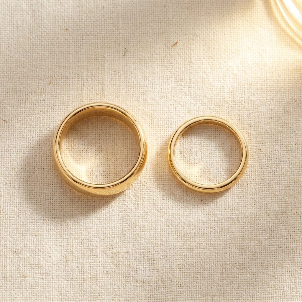 10k Yellow Gold Comfort Fit Wedding Band, his and hers matching pair