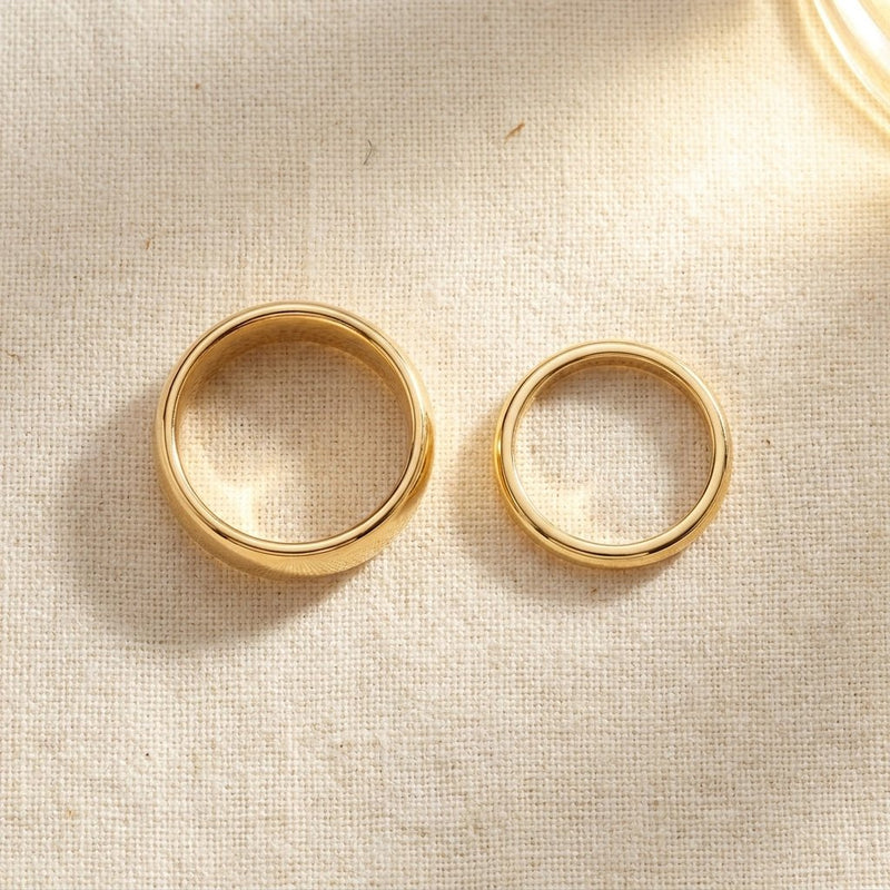 10k Yellow Gold Comfort Fit Wedding Band, his and hers matching pair