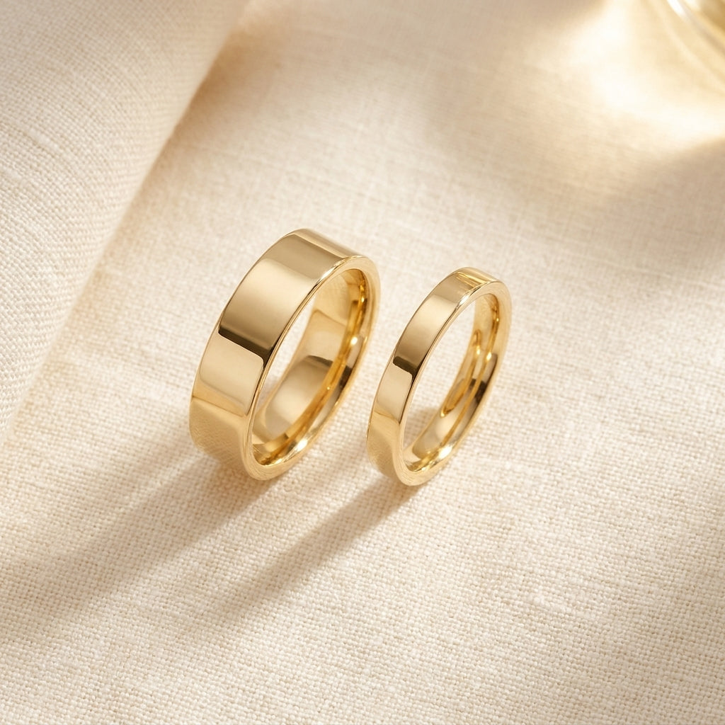 10k Gold Flat Comfort Fit Wedding Band his and hers matching pair