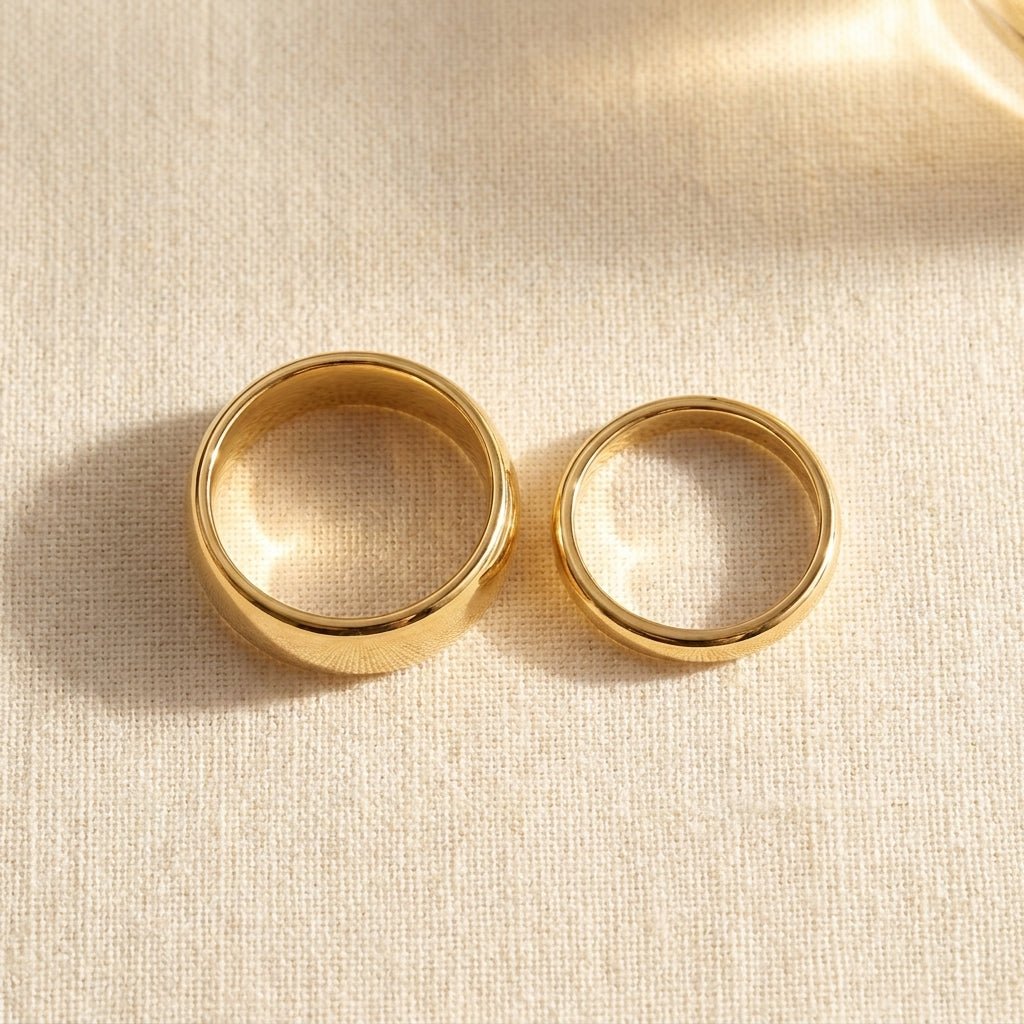 14k Yellow Gold Comfort Fit Wedding Band, his and hers matching pair