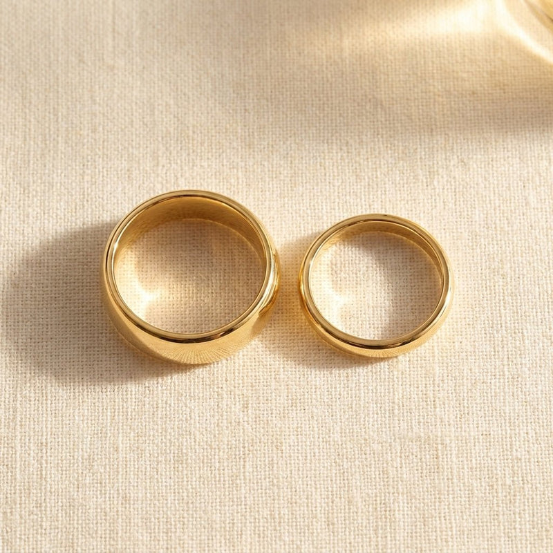 14k Yellow Gold Comfort Fit Wedding Band, his and hers matching pair