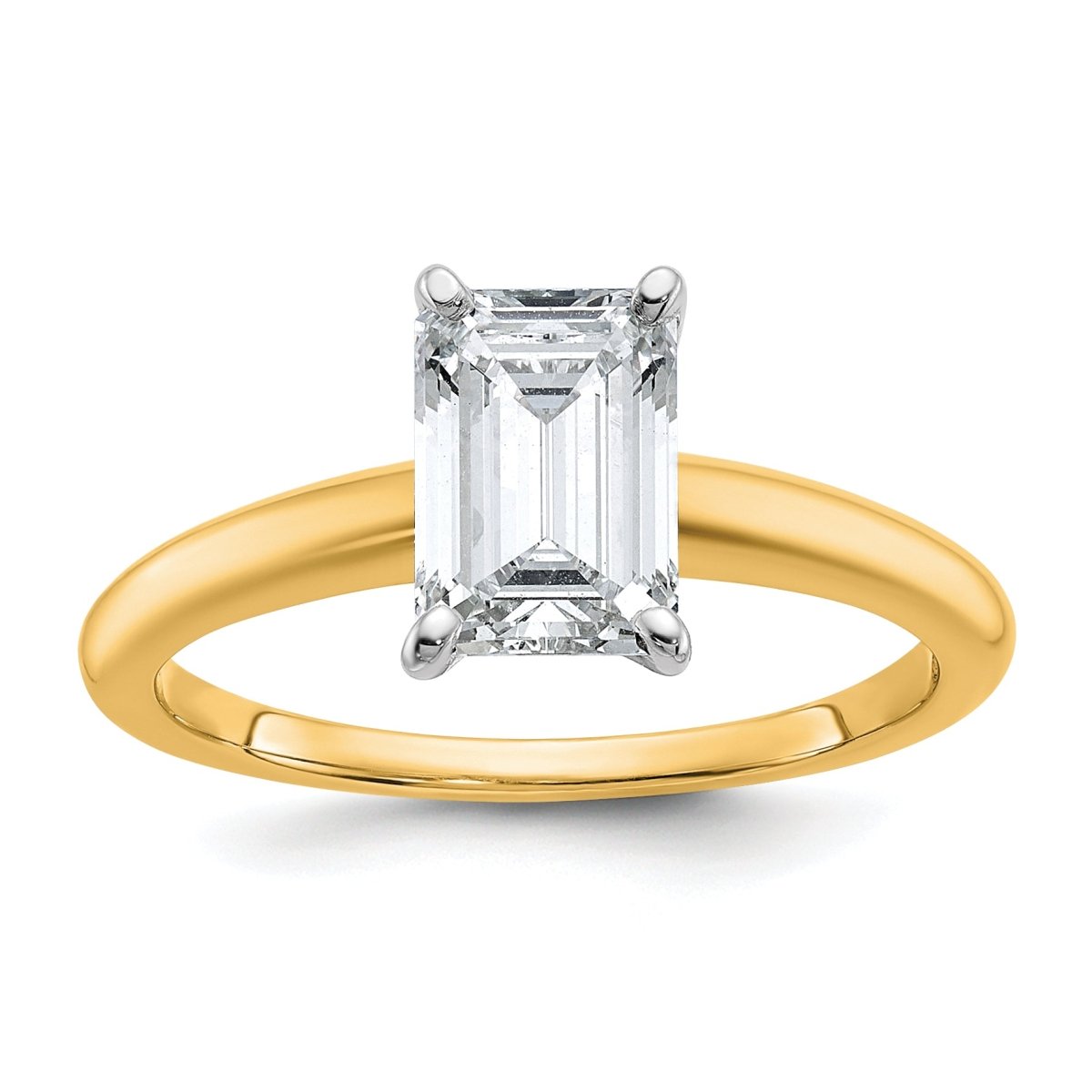 10ktt 1 1/2ct Lab Grown Diamond VS+ F+ Emerald Solitaire Comp Eng Ring - authentic supplier studio photograph