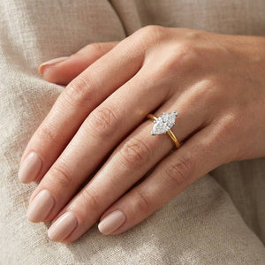 SOL-150MQ-0LD Marquise solitaire engagement ring hand-model