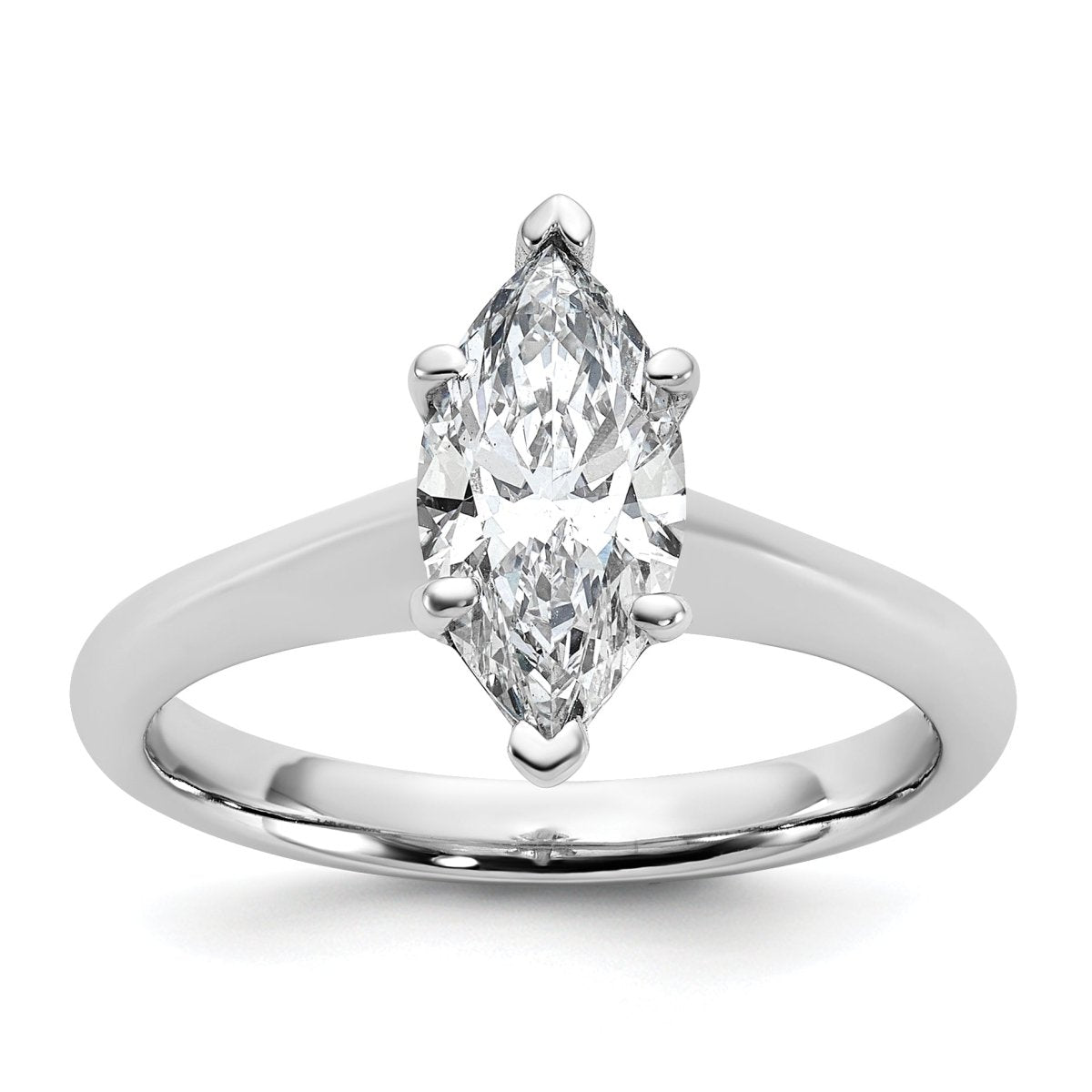 14k White Gold 1 1/2 carat Certified Lab Grown Diamond VS+ F+ Marquise 8X Complete Solitaire Ring - authentic supplier studio photograph