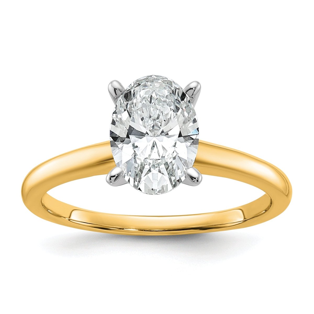10ktt 1 1/2ct Lab Grown Diamond VS+ F+ Oval Comp Solitaire Eng Ring - authentic supplier studio photograph