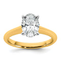 14k Two-tone 1 1/2 carat Certified Lab Grown Diamond VS+ F+ Oval 8X Complete Solitaire Ring - authentic supplier studio photograph