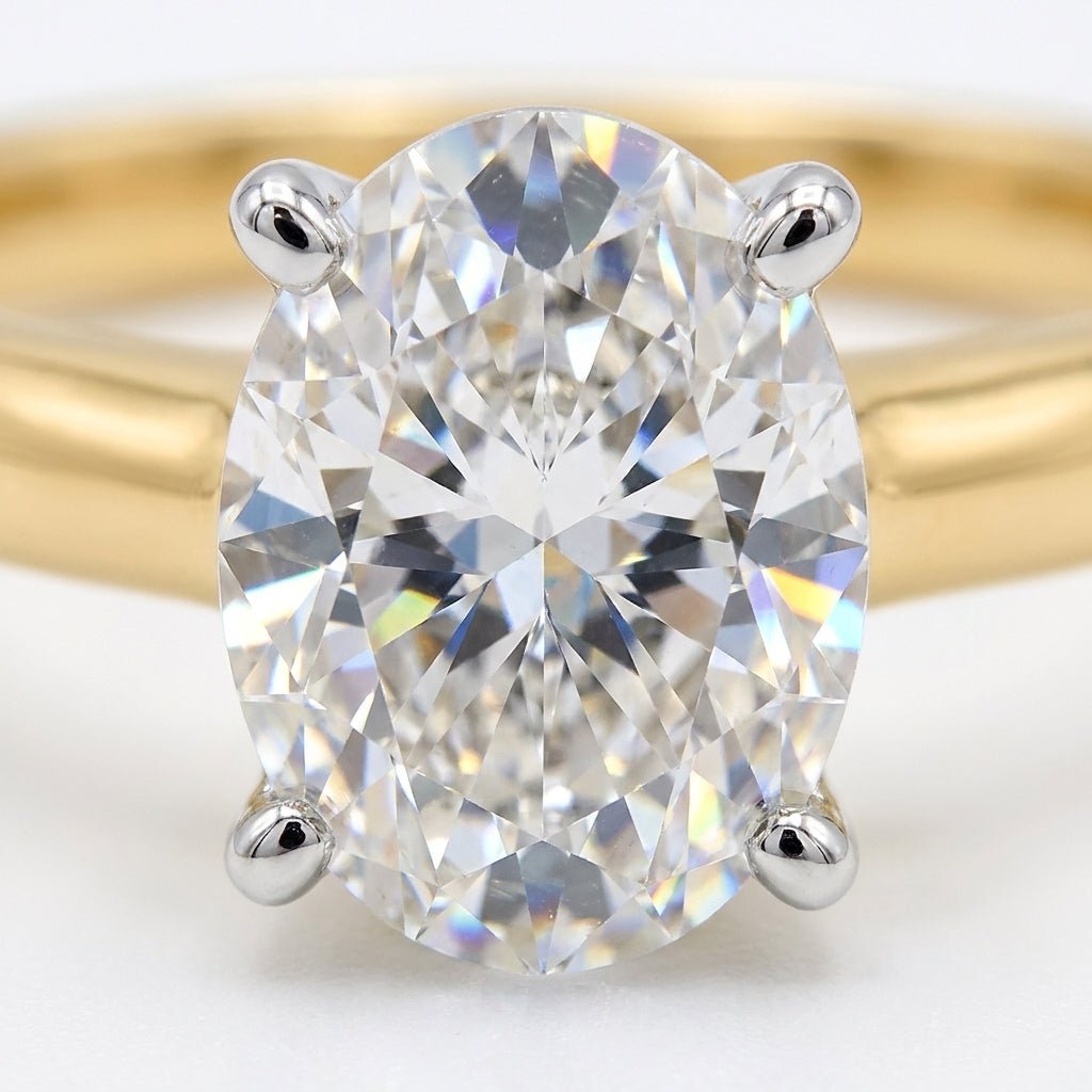 1.5 carat oval lab grown diamond engagement ring - macro sparkle