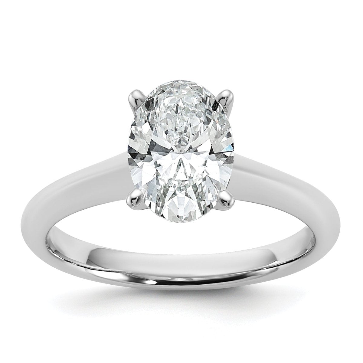 14k White Gold 1 1/2 carat Certified Lab Grown Diamond VS+ F+ Oval 8X Complete Solitaire Ring - authentic supplier studio photograph