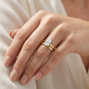 1.5 carat pear lab grown diamond engagement ring - bridal stack