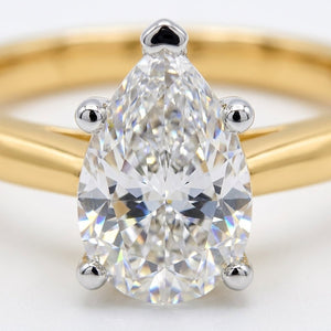 1.5 carat pear lab grown diamond engagement ring - macro sparkle