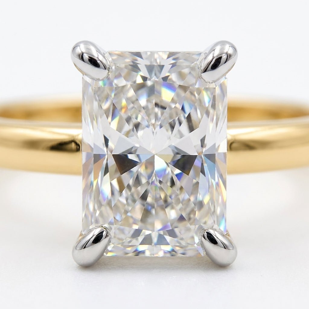 1.5 carat radiant lab grown diamond engagement ring - macro sparkle