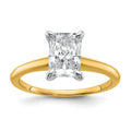 14k Two-tone 1 1/2 carat Certified Lab Grown Diamond VS+ F+ Radiant 8X Complete Solitaire Ring - authentic supplier studio photograph