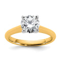 14k Two-tone 1 1/2 carat Certified Lab Grown Diamond VS+ F+ Round 8X Complete Solitaire Ring - authentic supplier studio photograph