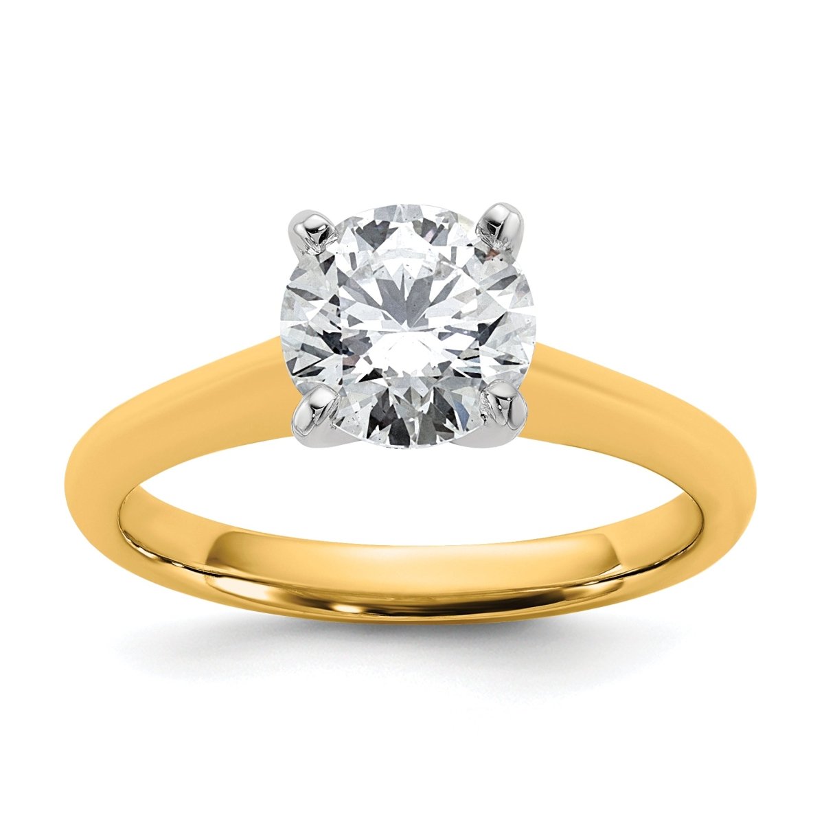14k Two-tone 1 1/2 carat Certified Lab Grown Diamond VS+ F+ Round 8X Complete Solitaire Ring - authentic supplier studio photograph