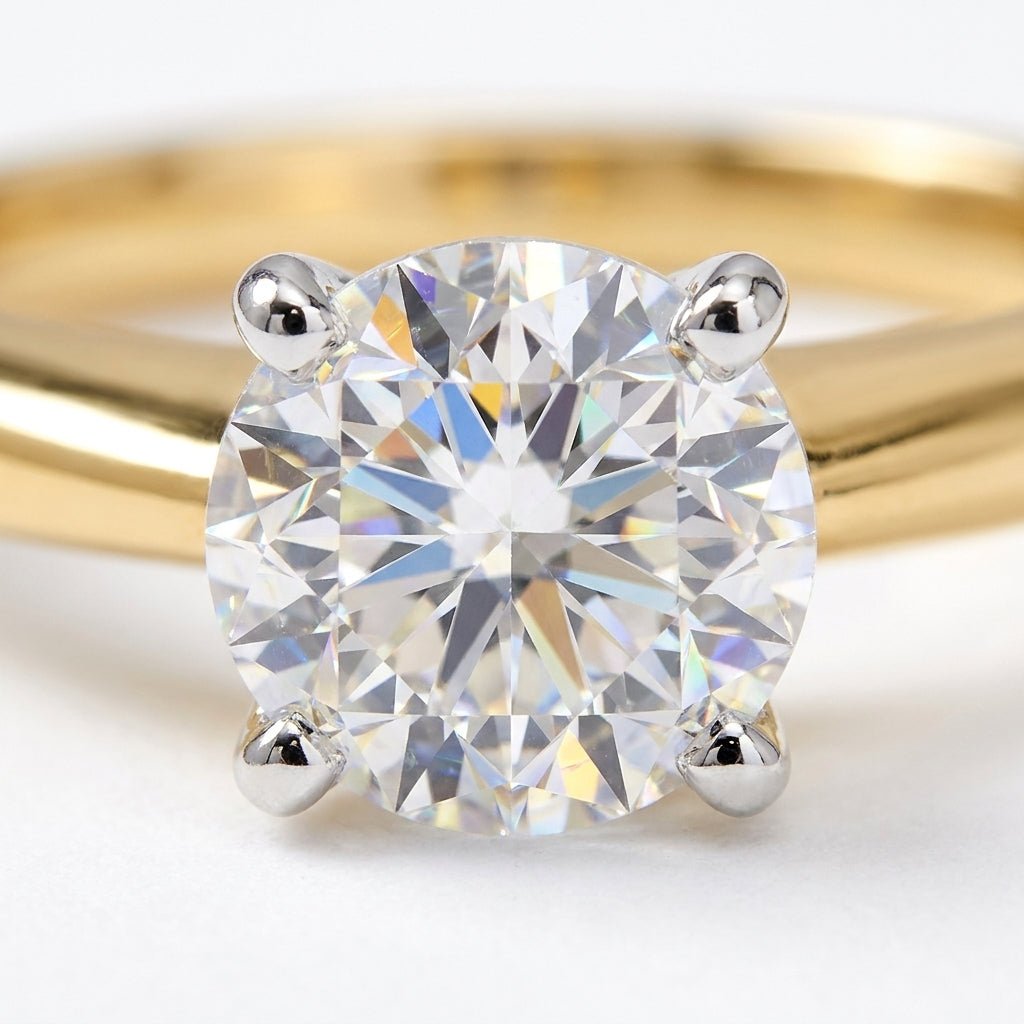 1.5 carat round lab grown diamond engagement ring - macro sparkle