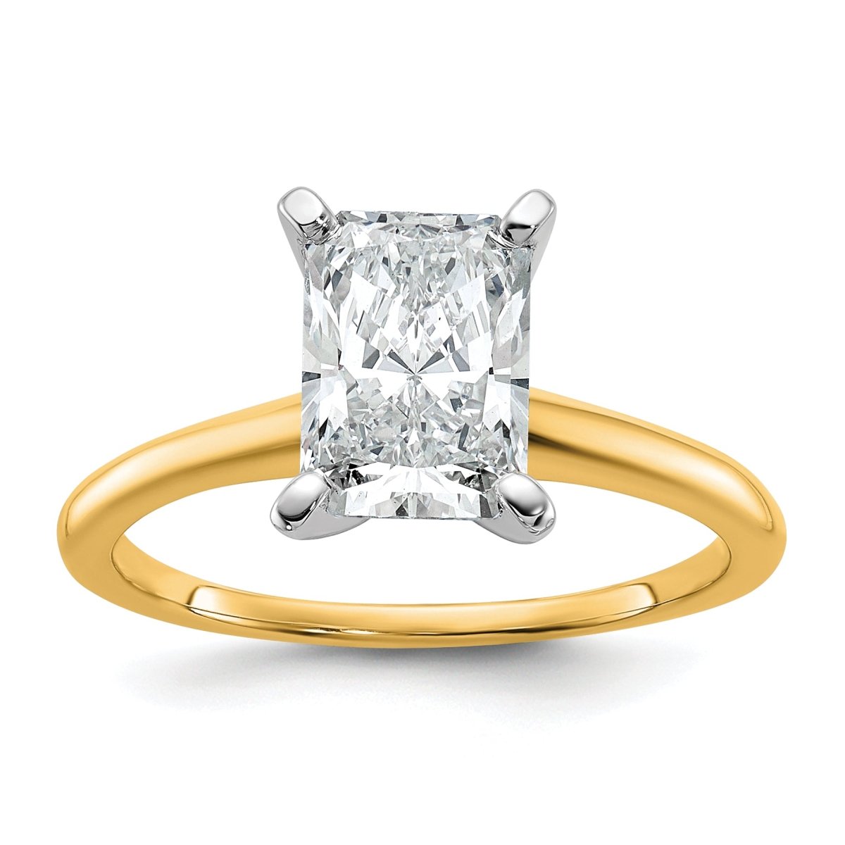 10ktt 1 3/4ct Lab Grown Diamond VS+ F+ Radiant Solitaire Comp Eng Ring - authentic supplier studio photograph