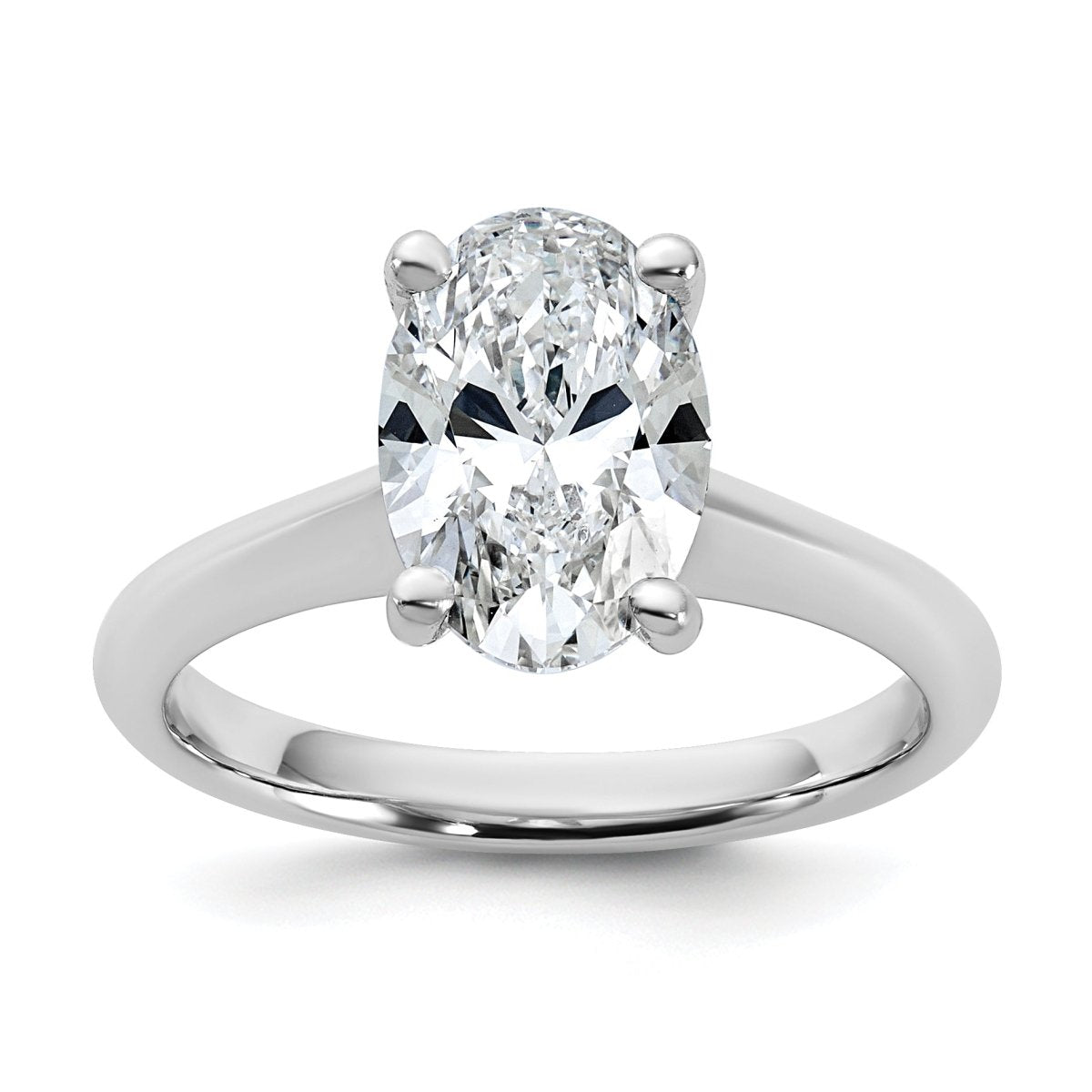 14k White Gold 2 carat Certified Lab Grown Diamond VS+ F+ Oval 8X Complete Solitaire Ring - authentic supplier studio photograph