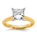 14k Two-tone 2 carat Certified Lab Grown Diamond VS+ F+ Princess 8X Complete Solitaire Ring - authentic supplier studio photograph