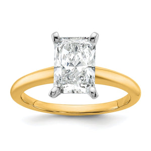 10ktt 2ct Lab Grown Diamond VS+ F+ Radiant Solitaire Comp Eng Ring - authentic supplier studio photograph